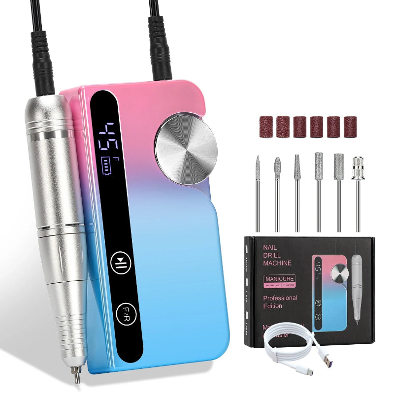 Ponceuse Pour Ongles Gel bleu et rose