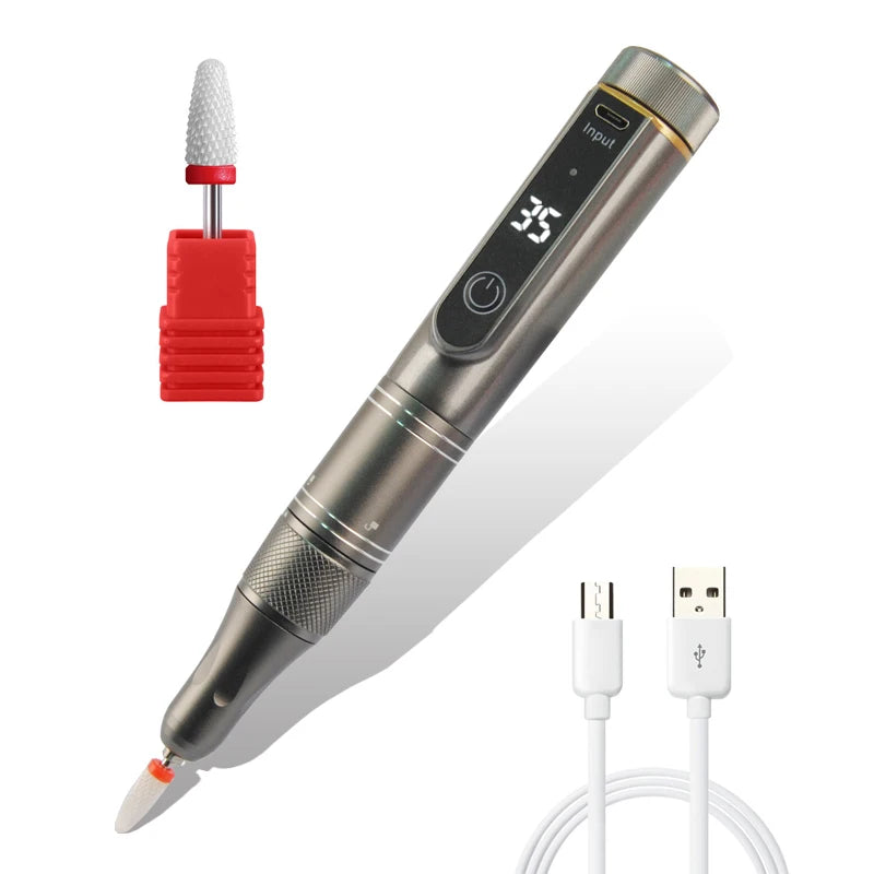 Ponceuse Electrique Ongle Rechargeable gris