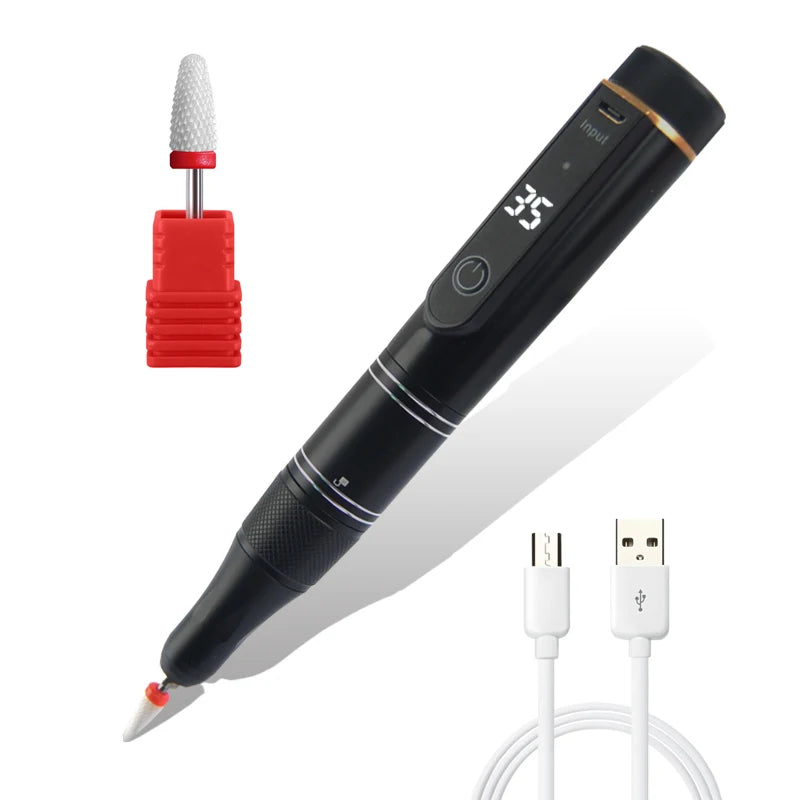 Ponceuse Electrique Ongle Rechargeable noir