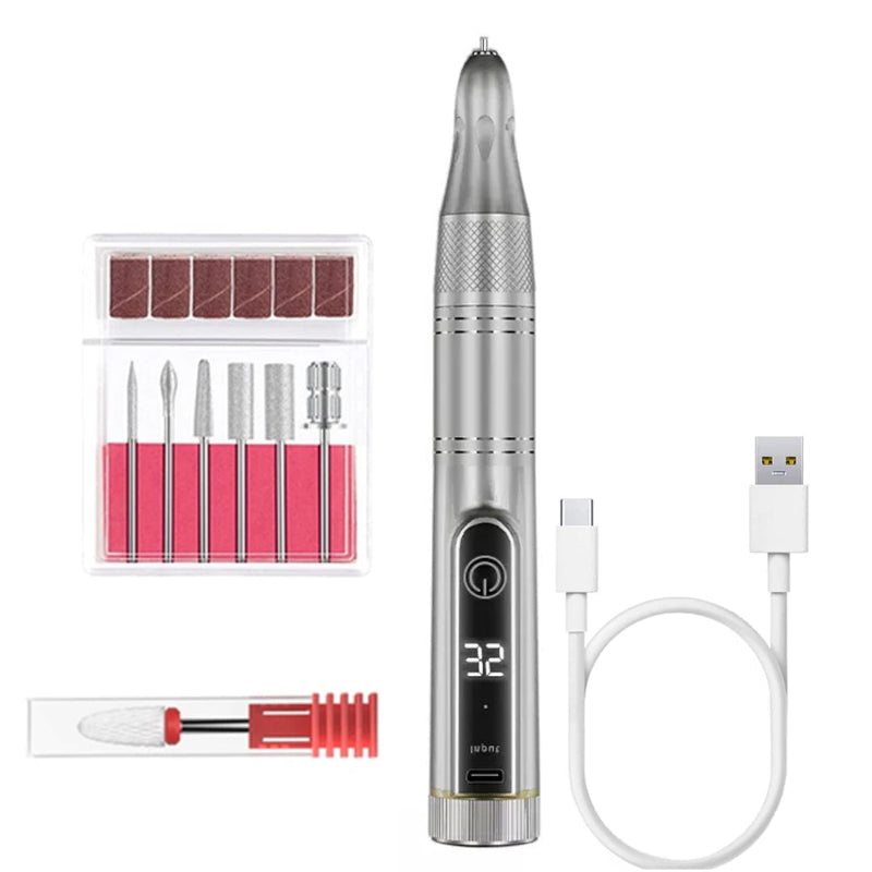 Ponceuse à Ongle Professionnelle Sans Fil​ argenté